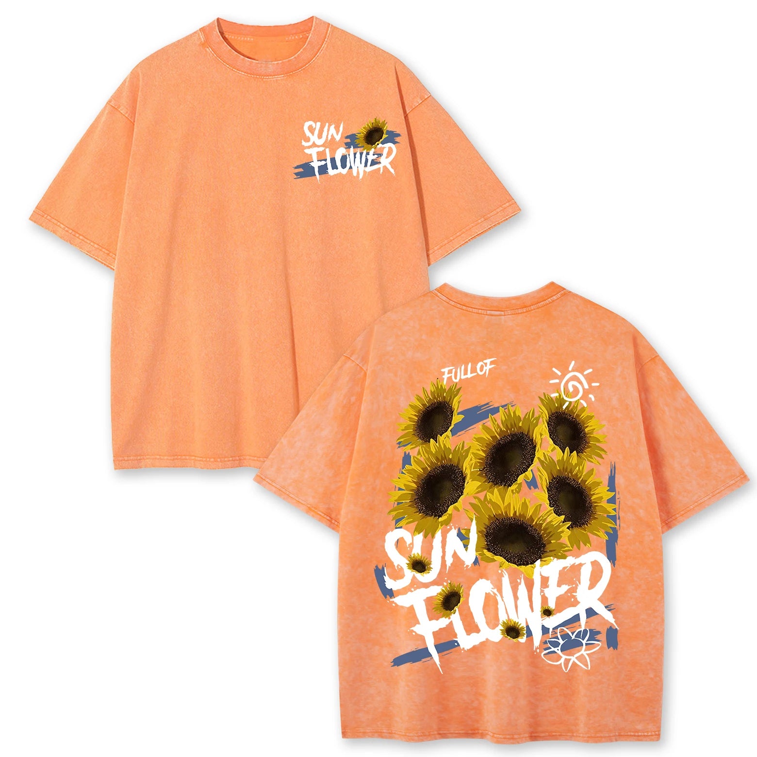 Life Good Beautiful Sunflower Print Washed Plus Size T Shirts Women Soft Cotton T-Shirt Street Short Sleeve Summer Casual Tops