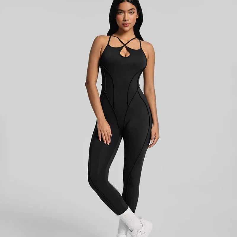 Gym Clothes Woman Patchwork Tight Yoga Bodysuit Shaping Butt-Lifting Running Sports Pilates Training Jumpsuit Female Clothing