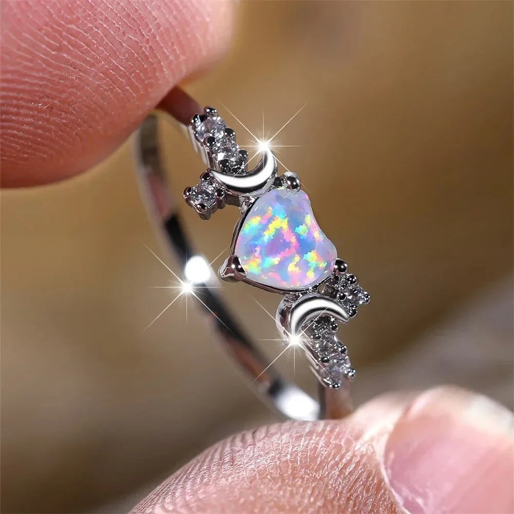 Love Heart Stone Rings for Women Rose Gold Silver Color Wedding Band Bridal Engagement Jewelry Mother's Day Gift Кольцо Женское