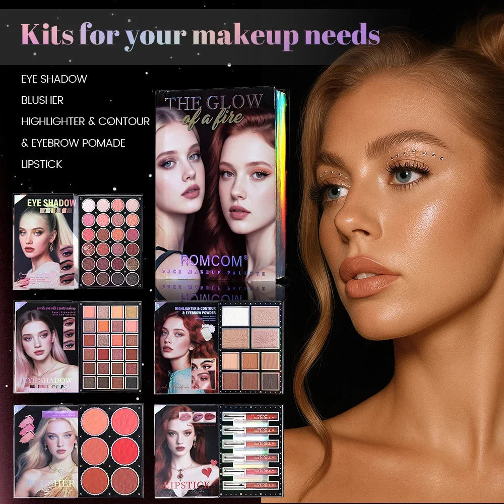 makeup magic book, including eye shadow, lip gloss, powder blusher, highlight, a complete set of makeup magic book, an ideal gi