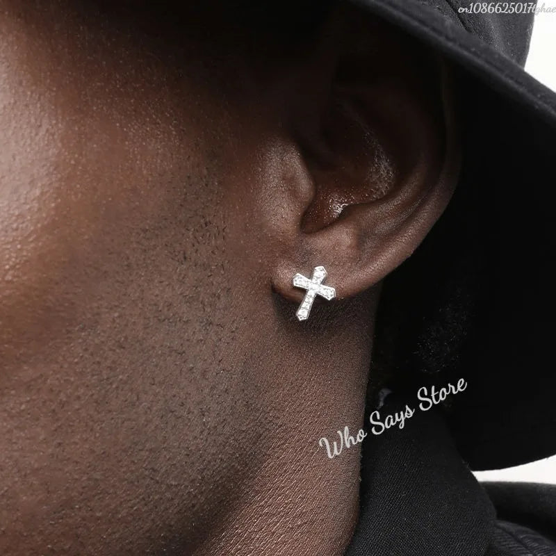 Stainless Steel Earrings Hip Hop Jewelry Stud Earring Iced Out Zircon Dollar Sign Gold Plated Earrings for Women Серьги Женские
