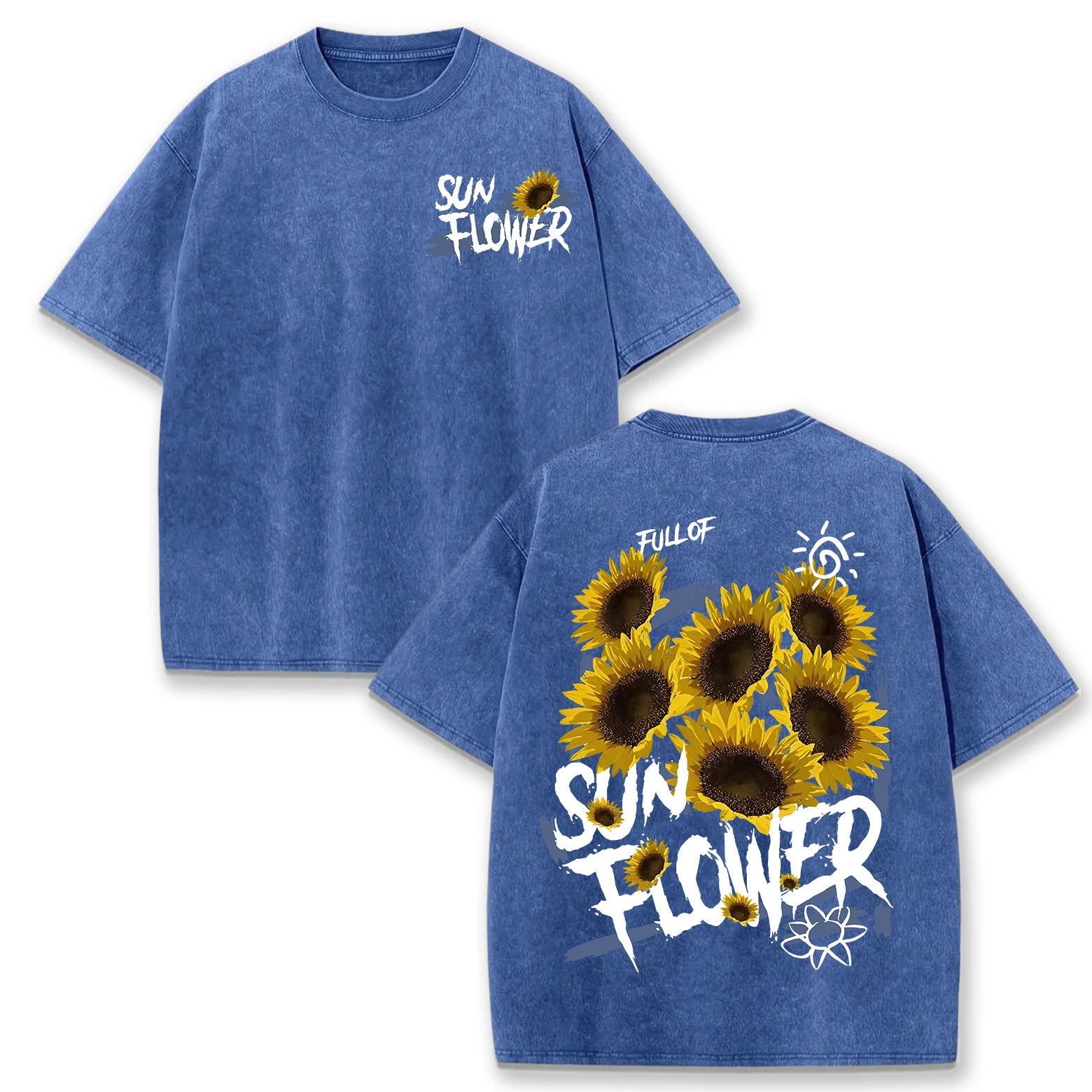 Life Good Beautiful Sunflower Print Washed Plus Size T Shirts Women Soft Cotton T-Shirt Street Short Sleeve Summer Casual Tops