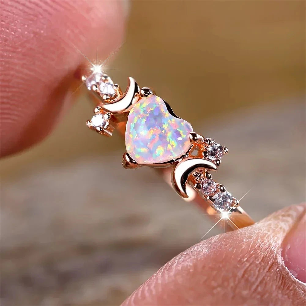 Love Heart Stone Rings for Women Rose Gold Silver Color Wedding Band Bridal Engagement Jewelry Mother's Day Gift Кольцо Женское