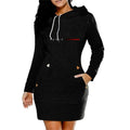 Winter Female Warm Sweatshirt Long-sleeved Dress Woman Clothing Hooded Collar Pocket Simple Casual lady Dress Vesdies Sweatshirt