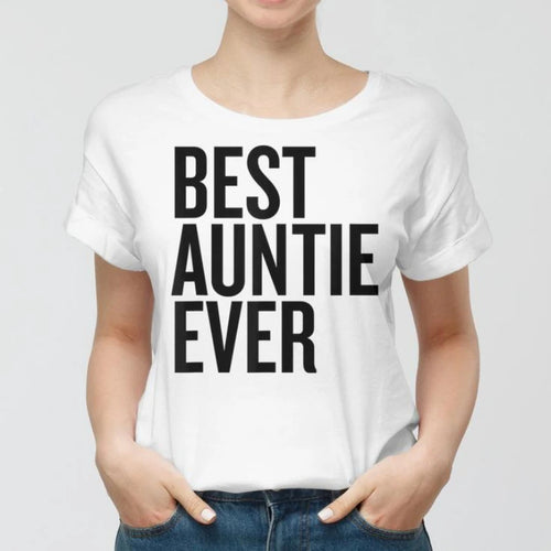 Best Auntie Ever Print Aunt Shirt Fashion Summer Tops Women T-Shirt Gift for Girl Summer Short Sleeve Loose Sport Casual Tops
