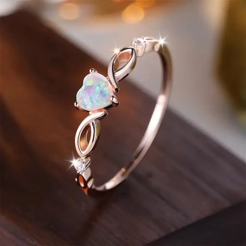 Love Heart Stone Rings for Women Rose Gold Silver Color Wedding Band Bridal Engagement Jewelry Mother's Day Gift Кольцо Женское