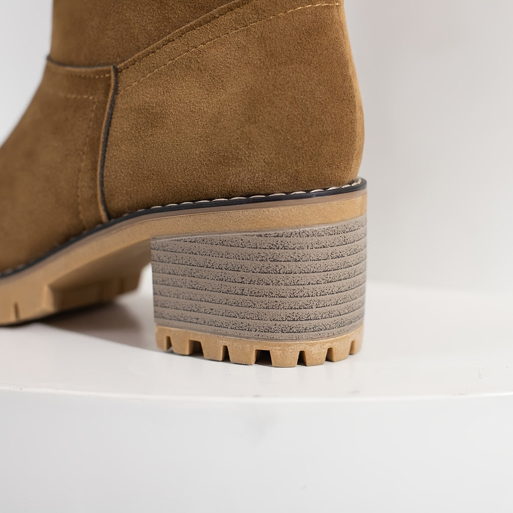 Women's Winter Snow Boots High Quality Anti-Slip Thick Insulated Fleece-Lined Slip-On with Plush Collar & Chunky Rubber Sole for Outdoor Cold Weather, Caramel Brown, Winter Boots