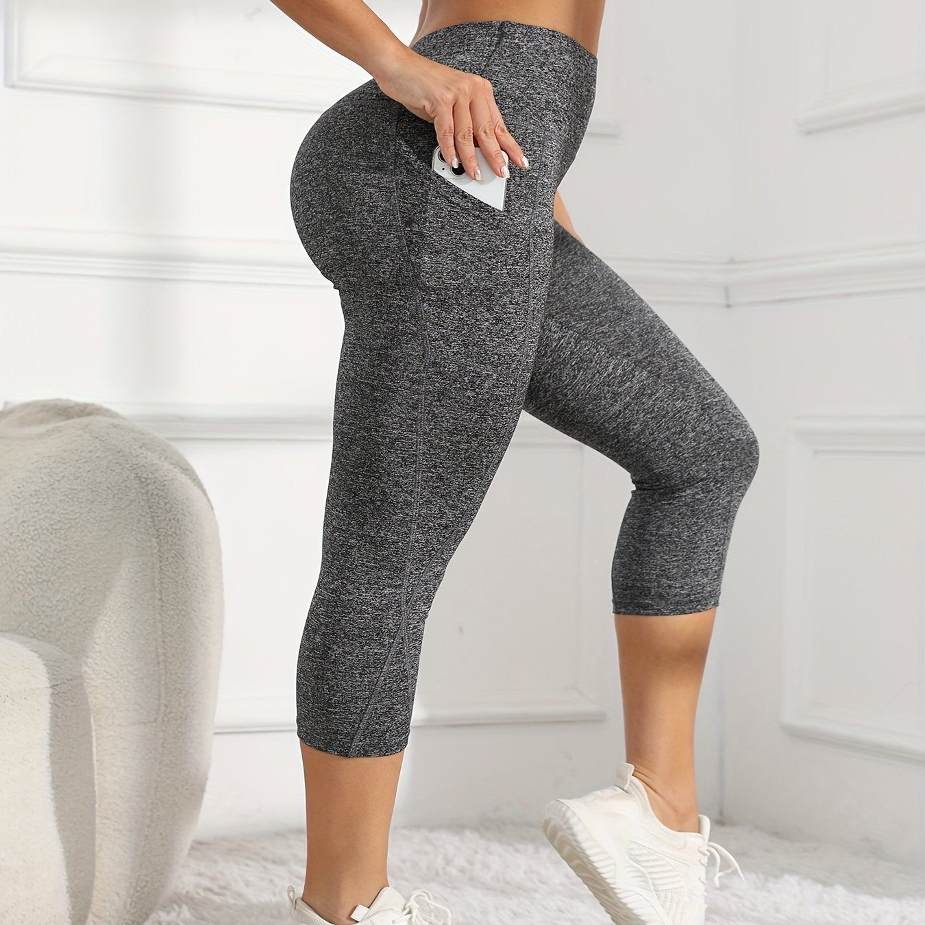 ' High-Waisted Full-Length (7/8) Yoga Gym Workout Pants with Butt Lifting Pocket - Non-Sheer Solid Color Training Leggings Suitable for Yoga, Cycling, Weightlifting & Daily Wear - Machine Washable Athletic Wear