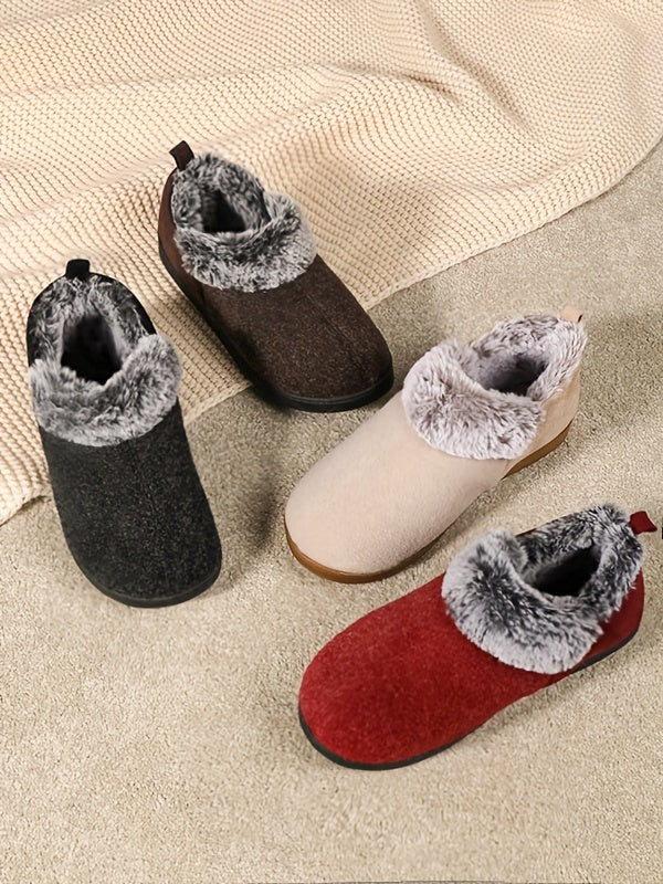 Women's Cozy Slippers, Warm Plush Lining, Faux Fleece Blend Micro Household Shoes, Indoor and Outdoor Anti-slip Sole, Preferred Gift for Holidays, Women Shoes