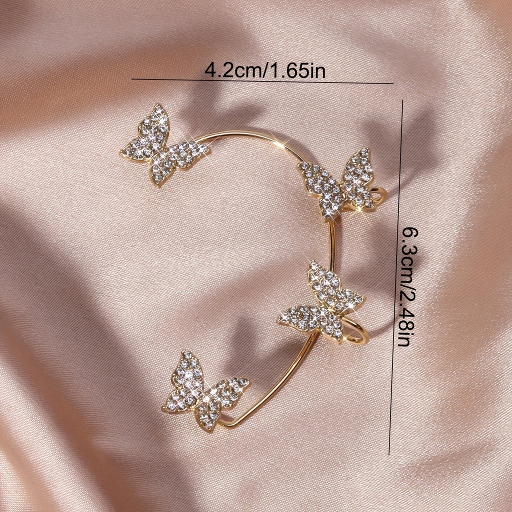 [Luxury French-style Butterfly Earrings] French-style Golden Sparkling Butterfly Luxury Butterfly Earrings