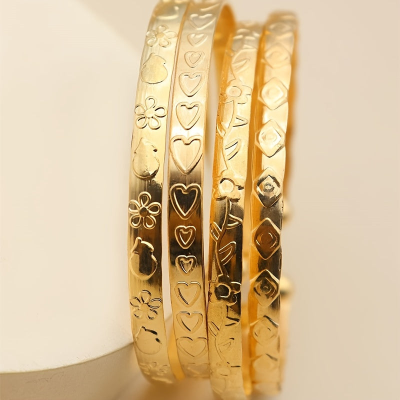 4pcs Fruit Flower Love Rhombus Bracelet Set - Unique Irregular Pattern, Hand Accessories for Stylish Wear