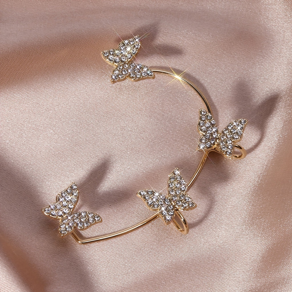 [Luxury French-style Butterfly Earrings] French-style Golden Sparkling Butterfly Luxury Butterfly Earrings
